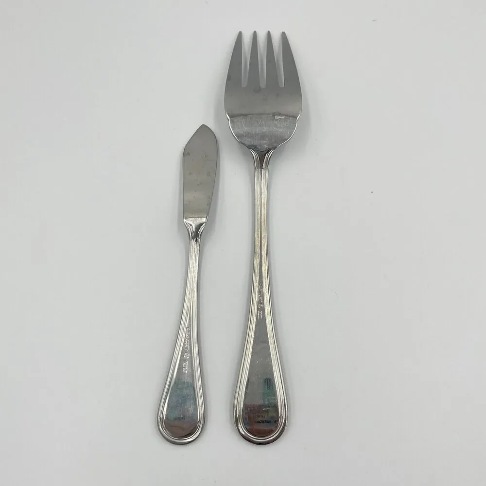 Cuisinart Stratford Glossy 18/10 Stainless Cold Meat Fork Flat Butter Knife Lot